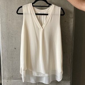 Off-White shear sleeveless dress shirt
